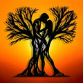 Couple & Ancient Tree Metal Wall Sculpture