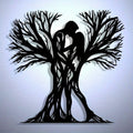 Couple & Ancient Tree Metal Wall Sculpture
