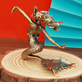 Brass Mermaid Figurine - Retro Miniature Statue for Desk & Shelf